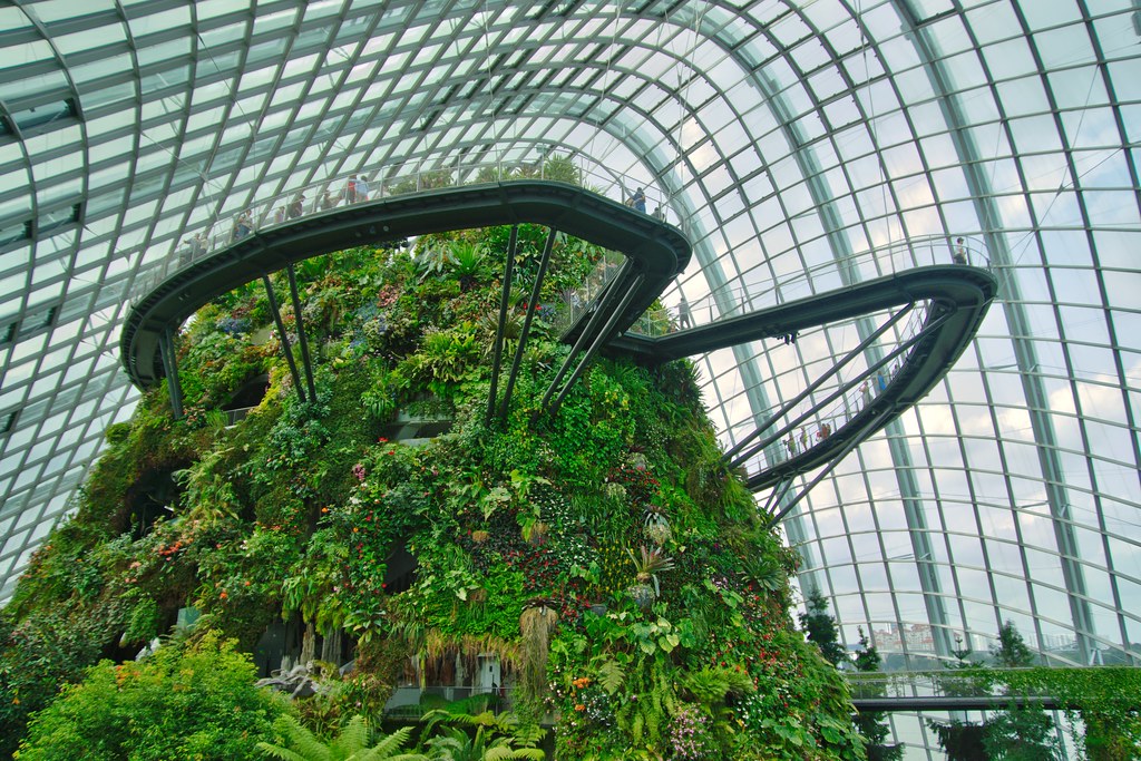 Cloud Forest conservatory in the Gardens by the Bay in Singapore