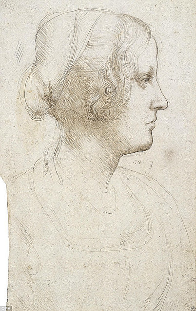 Leonardo da Vinci - drawing of a woman in profile