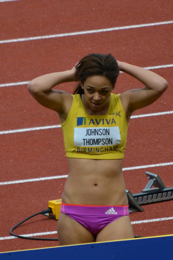 Katarina Johnson-Thompson during the high jump competition, in which she wa...