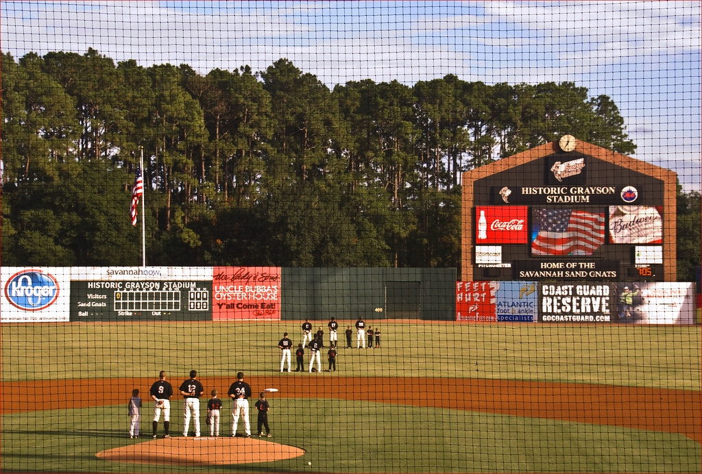 Playing the Star-Spangled Banner -- Historic Grayson Stadium July 19, 2012