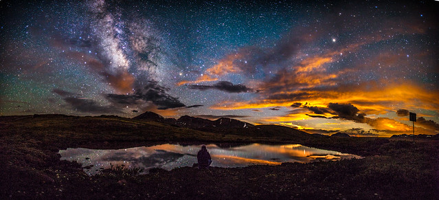 moonset and the milky way on independence pass near aspen colorado  •tmophoto