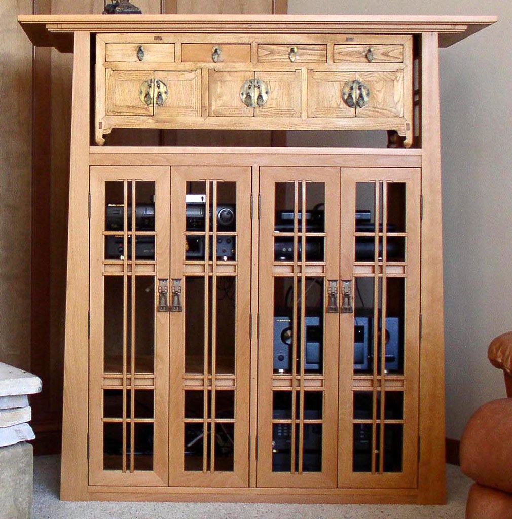 Arts And Crafts Style Beech Media Cabinet With Antique Ori Flickr