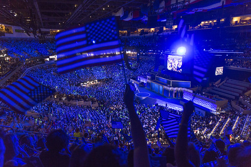 Flag waving at the DNC on Thursday night | by Lorie Shaull