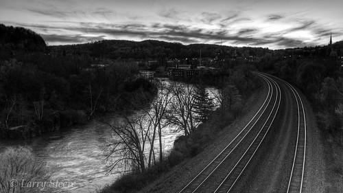 sunset water things traintrack mohawkriver timeofday riverstream