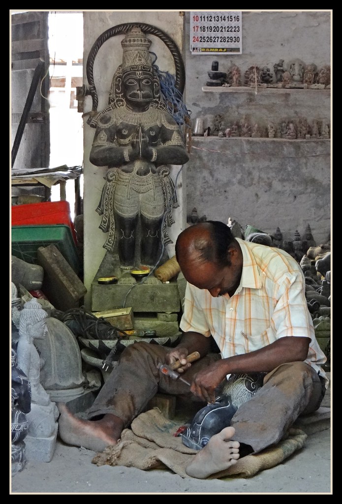 Stone carver at work