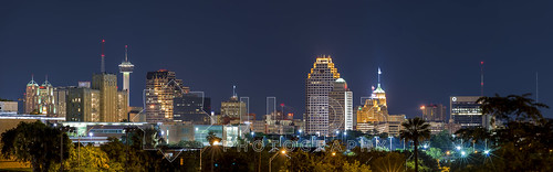 urban panorama skyline night nikon san long exposure downtown cityscape texas skyscrapers metro panoramic clear 28 antonio d800 80200mm