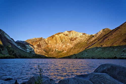 Convict Lake sunrise by Daniel Schwabe, Mount Morrison gets illuminated by the rays of the rising sun at Convict Lake.ca usa mountain lake w