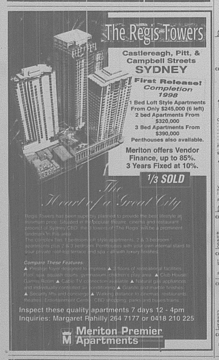 Regis Towers June 22 1996 SMH 16RE