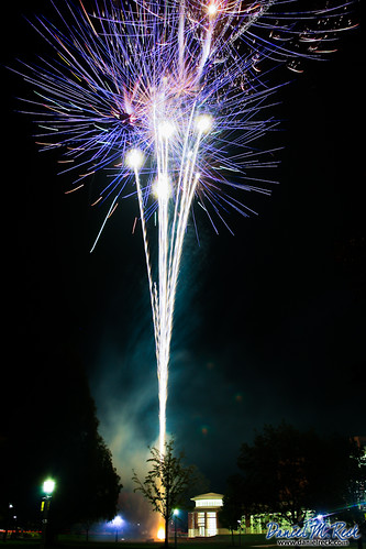Fireworks over Green Center at DePauw University