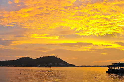 sunset sea port boat nikon guangdong shanwei d3s