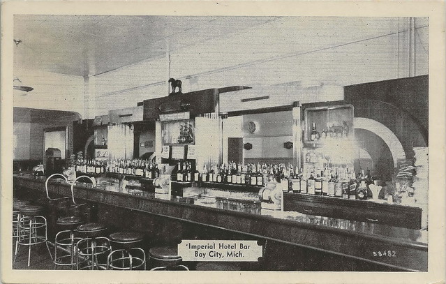 CEN Bay City MI NICE Imperial Hotel Bar Juke Box Selectors Barstools BOOZE & COLD BEER Snacks too 500 5th Street Photographer Unknown