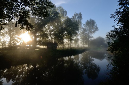 surrey betchworth mist river mole britain england water reflection bend