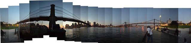 Brooklyn & Manhattan bridges at dusk, photomontage