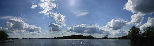 lake clouds horizon panoramic