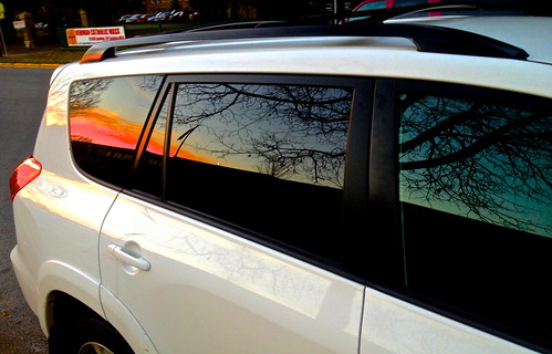 autumn sunset white window beautiful car reflections