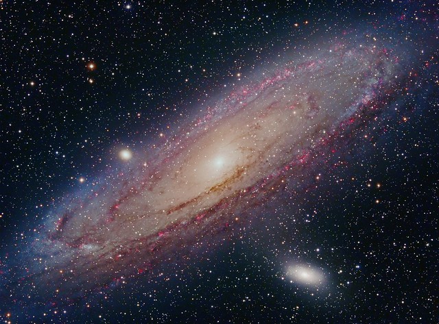 M31 Andromeda Galaxy LRGB+H-Alpha enhanced