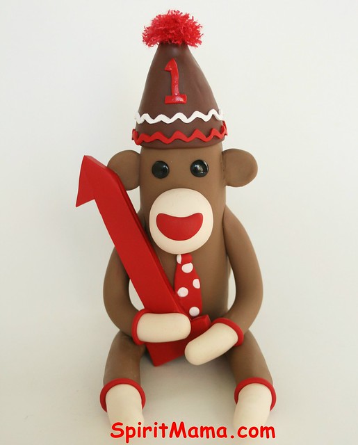 Sock Monkey Birthday Party Cake Topper 6