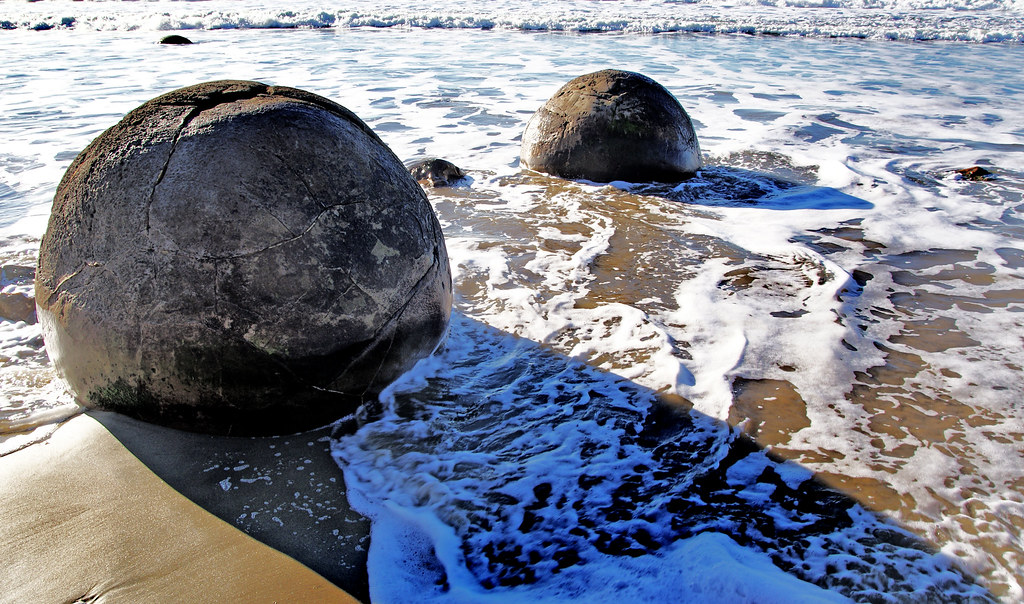 Boulders on the beach.