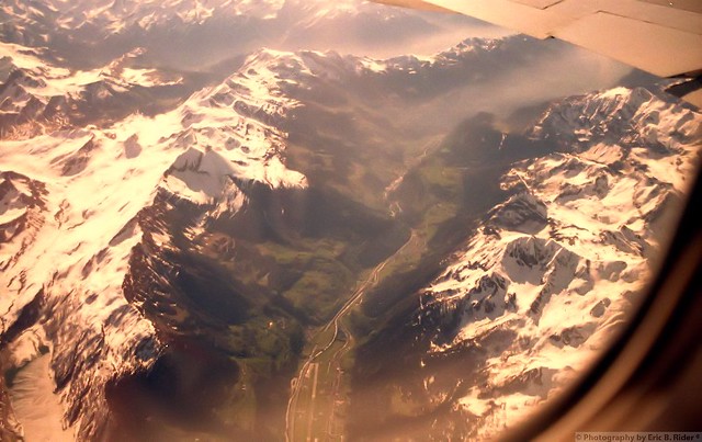 flying over The Alps on the way to Milan