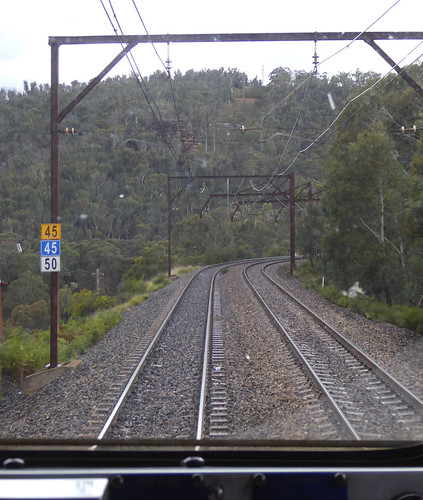 railway railroad train track line view ontheline speedboard rain wet lithgow mainwest shortwest bluemountains nsw australia autumn