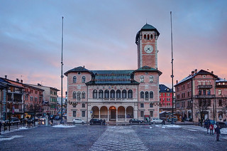 Asiago town hall during sunset