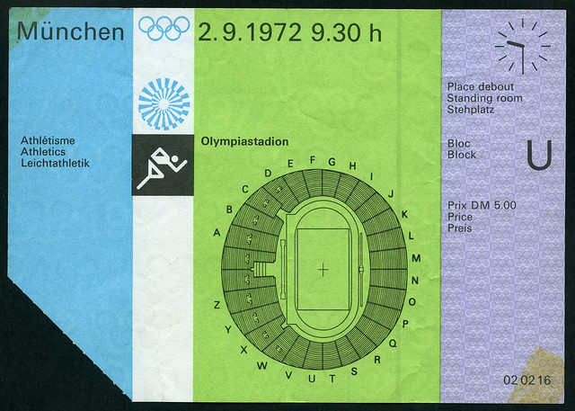 Olympia München, Eintrittskarte (front), Sommer 1972