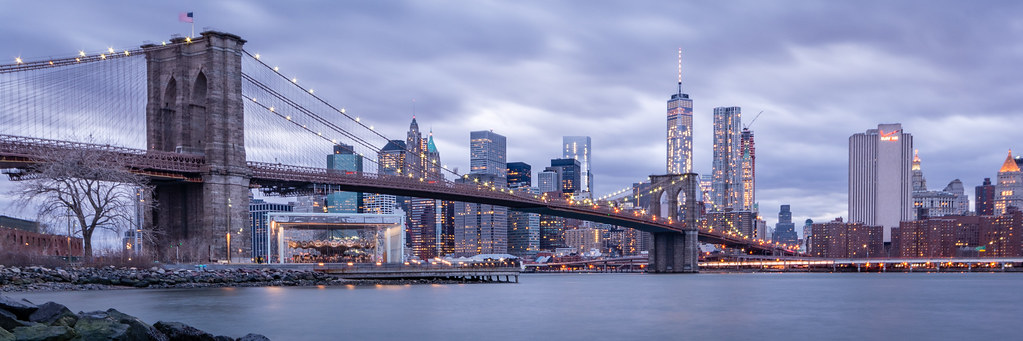 Dowtown Manhattan and Brooklyn Bridge Blue Hour | Maëlick | Flickr
