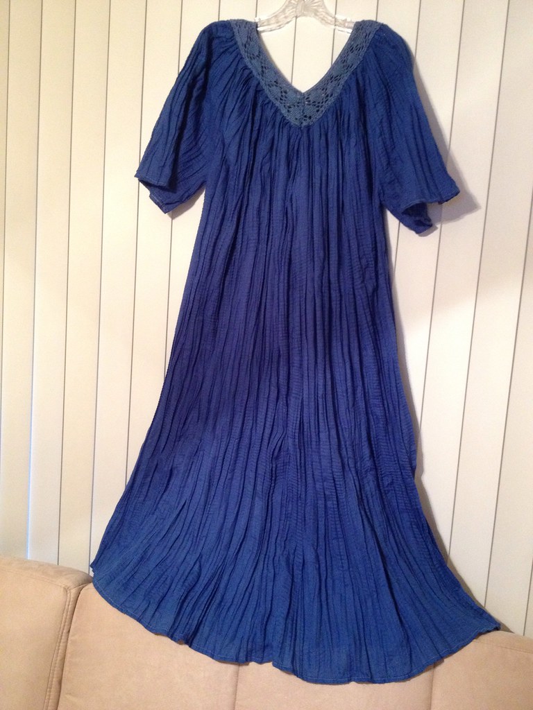 Muumuu-to-Scarves Refashion - Before | A blue thrifted muumu… | Flickr