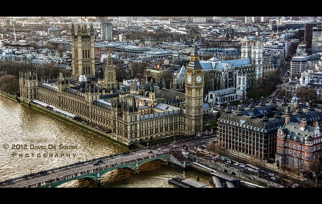 Westminster Bridge Road and the Houses of Parliament ... a Bird's Eye View