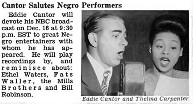 Eddie Cantor To Devote His NBC Broadcast to Great Black Entertainers - Jet Magazine, December 20, 1951
