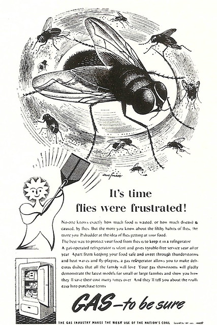 It's time flies were frustrated! - press advert for British Gas Council, c1955 - illustrated by Eric Fraser