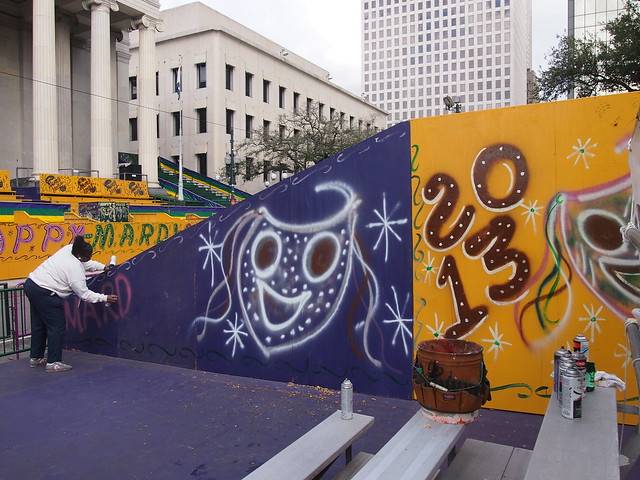 Mardi Gras viewing stands at Gallier Hall