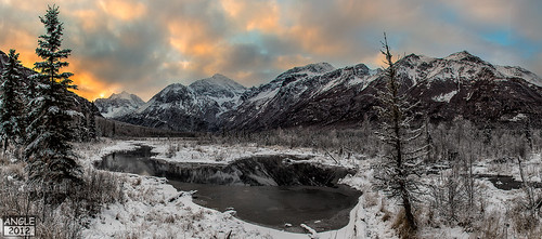 panorama alaska sunrise eagleriver