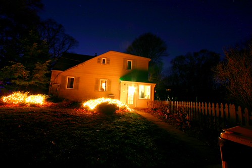 Past sunset by biosynthesis24, christmas longexposure winter usa house nature night forest stars december michigan wideangle christ