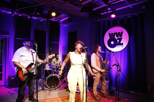 Sierra Green & the Soul Machine at WWOZ on Day 4 of Spring Membership Drive - 3.16.18. Photo by Michele Goldfarb.