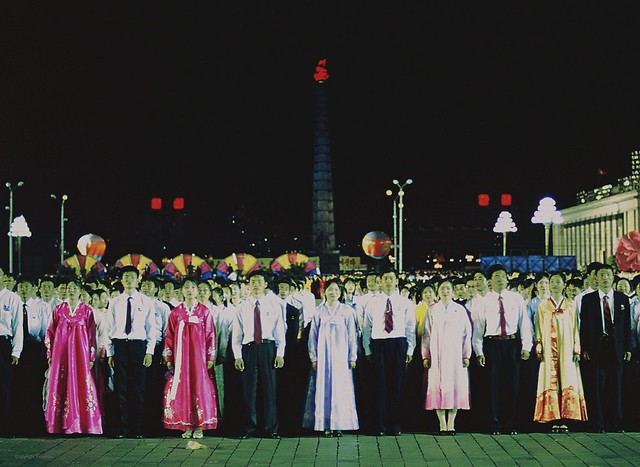 Mass dance on Kim Il Sung square