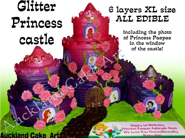 GLITTER PRINCESS CASTLE CAKE
