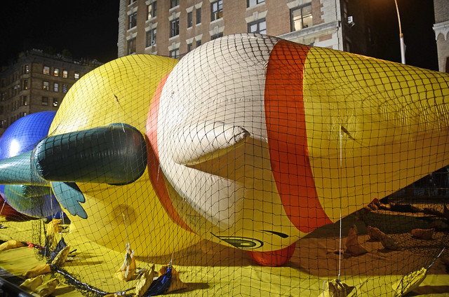 Picture Of Macy's Balloon Being Inflated Prior To The Night Of the 2012 Macy's Thanksgiving Parade At 79th Street At Columbus Avenue In New York City. Photo taken Wednesday November 21, 2012