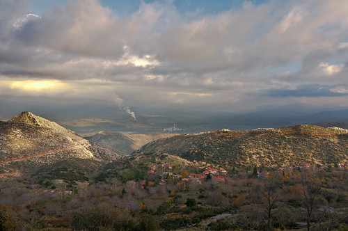 autumn trees sun mountain clouds greece arcadia megalopolis peloponnisos lykaion anokaryes