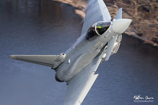 RAF Typhoon FGR.4 ZK374 low level in Northern England