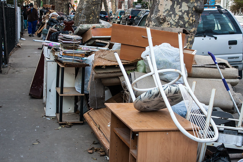 A pile of furniture on the street
