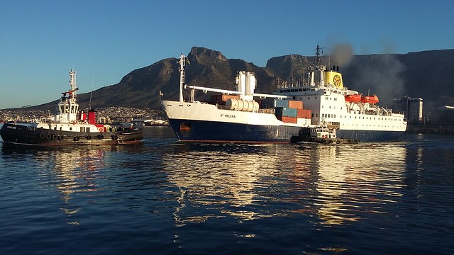 RMS St Helena departing Cape Town Harbour