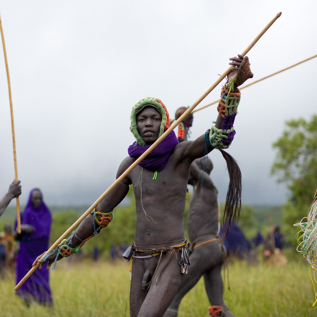 Donga Stick Fighting Ritual, Surma Tribe, Omo Valley, Ethiopia.