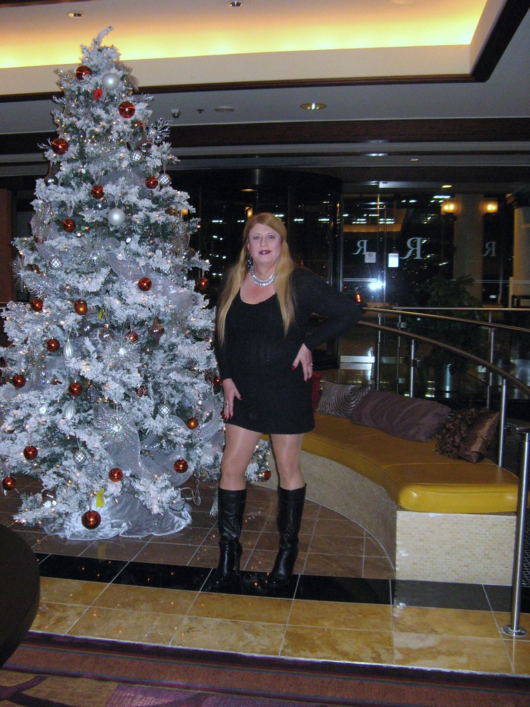 Black leather Boots with Mini Sweater dress MERRY CHRISTMAS!