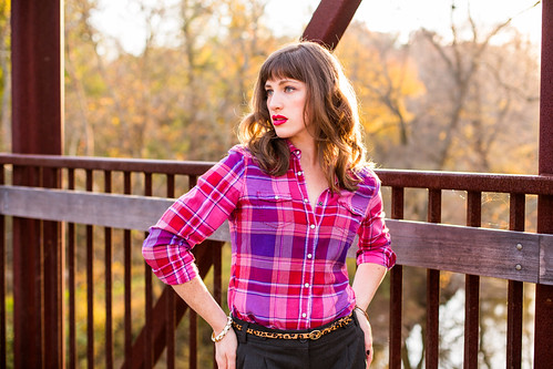 Touch Of Sun 3 by Dan | Hacker | Photography, bridge sunset model durham boots shorts lipstick bangs plaid enoriver westpointontheeno vintagecolor