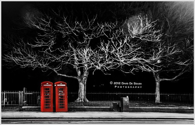 Red Booths on a dark night