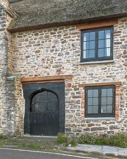 The remarkable doorway on a cottage at Porlock Weir in Somerset