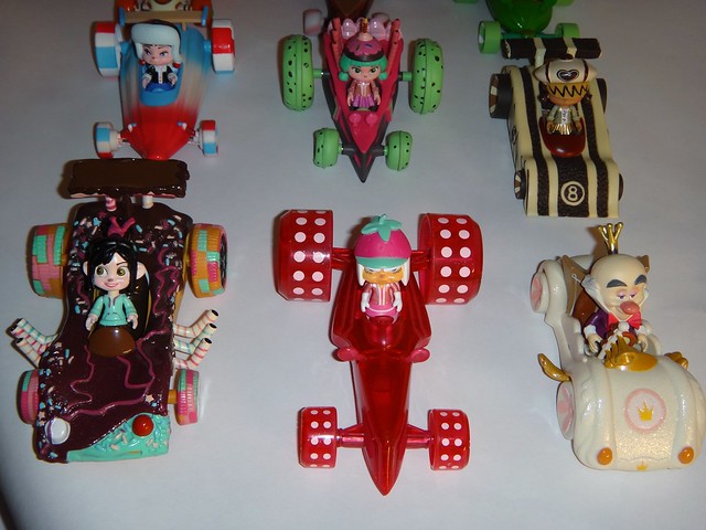 Sugar Rush Racers - Wreck-It Ralph - Complete 12 Set Collection - Deboxed - Racers In Cars - Front View of First Two Rows