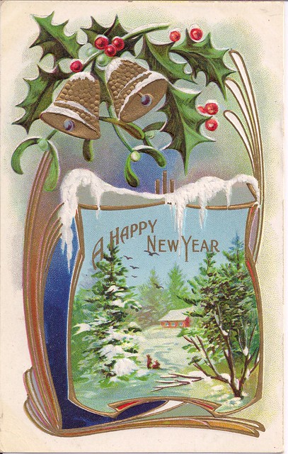 Happy New Year Vintage Postcard