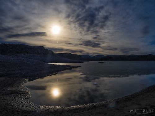 bluemesareservoir clouds fullmoon ice moonrise reflection sky thaw water